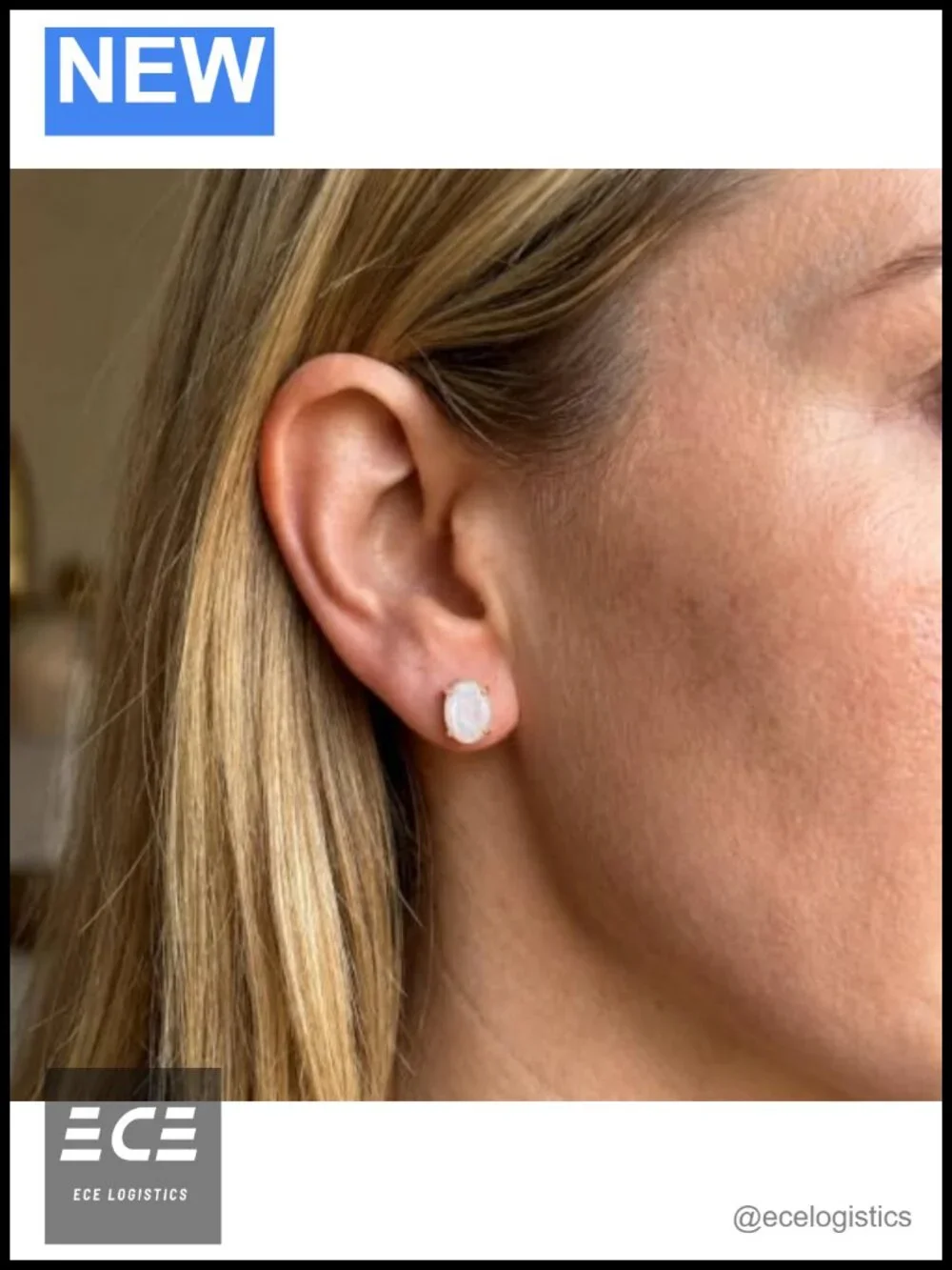 14K Rose Gold Natural Opal Stud Earrings Fine Jewelry